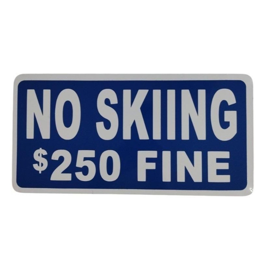NO SKIING Sign Downhill Cross Country Club Aluminum Blue White 12"X6" Room Decor